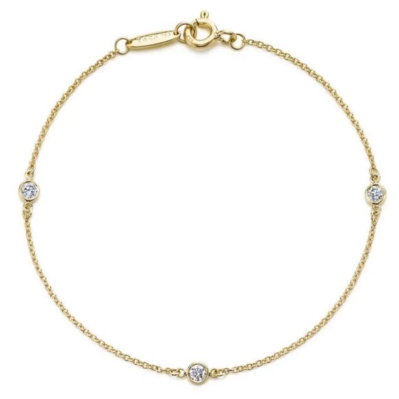 Tiffany & Co. Jewelry - Tiffany & Co. Elsa Peretti 3 Diamonds By The Yard 18k Yellow Gold 7” Bracelet